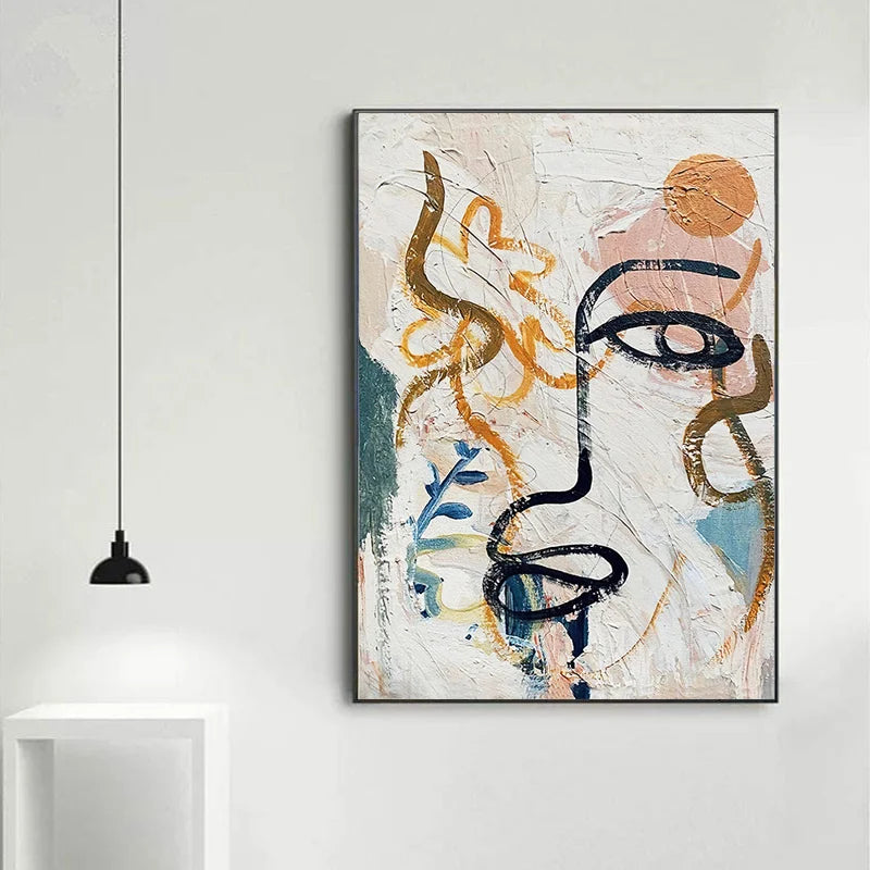 Tableau Toile Moderne Abstrait Floral Grand Format - Tirage D'art Giclée Encadré