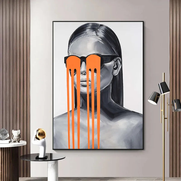 Leinwand - Porträt Frau Sonnenbrille Abstrakt