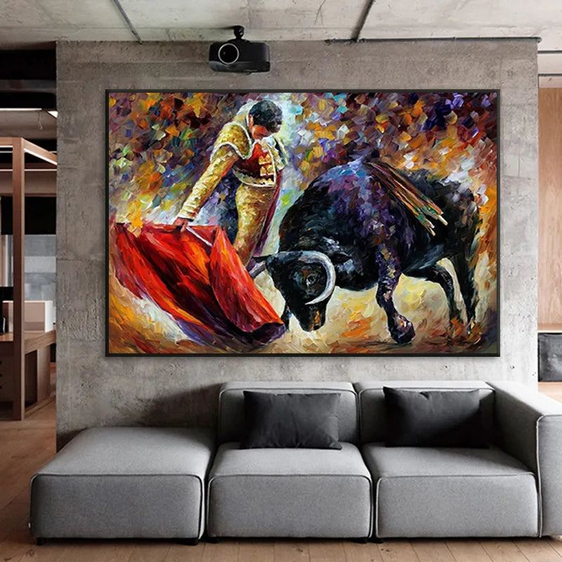 La corrida en peinture - Tableau de tauromachie - Dans l'arène La corrida en peinture - Tableau de tauromachie - Dans l'arène