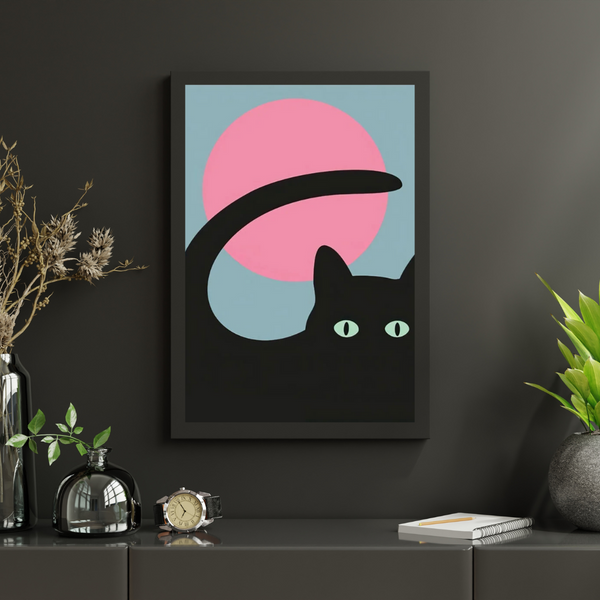 Leinwand - Schwarze Katze Minimalistisch