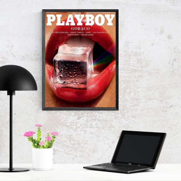 Leinwand - Playboy Eiswürfel Mund