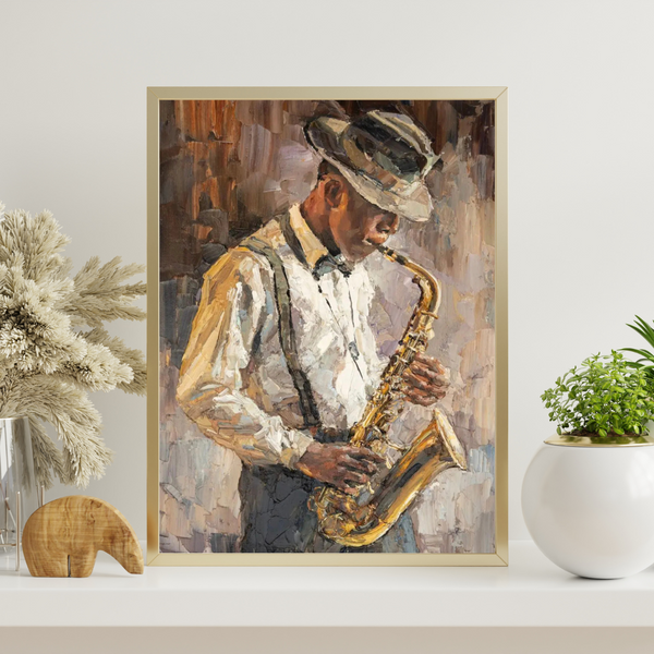 Leinwand - Jazz Saxophon Mann