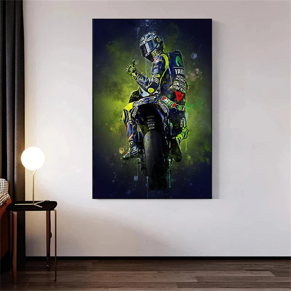 Toile Décorative 5 Pièces Valentino Rossi - 100x55 Cm, Absorption Acoustique, Pour Mur Salon Ou Bureau