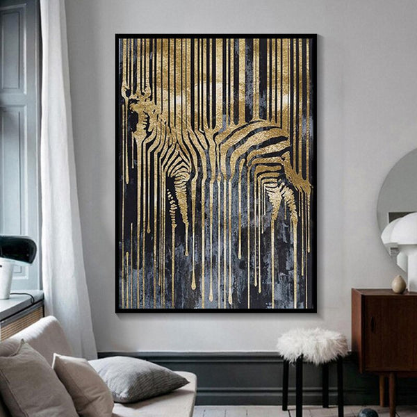 Leinwand - Zebra Moderne Goldene Malerei