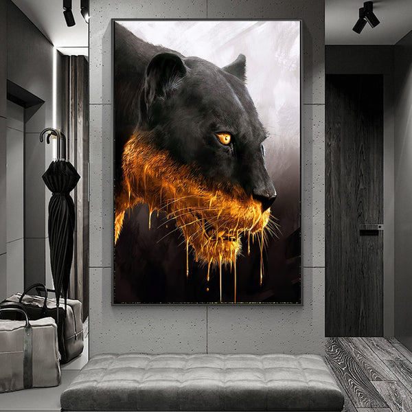Leinwand - Panther Luxe Golden Black Animal