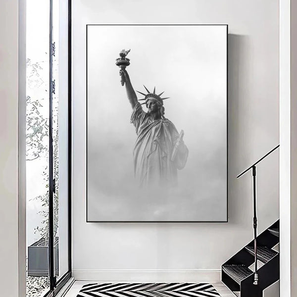 Leinwand - Amerika New York Freiheitsstatue Schwarz und Weiß
