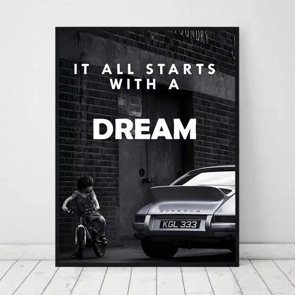 Toile - It All Starts With A Dream Noir et Blanc