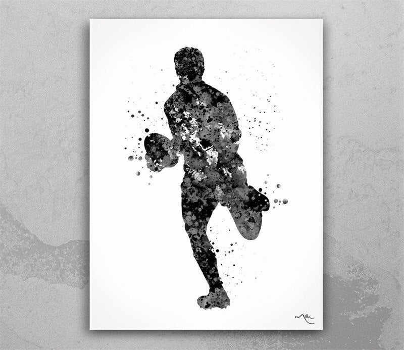 Toile Rugby Noir Et Blanc Triptyque Kalunea