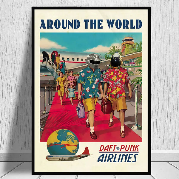 Leinwand - Daft Punk Airlines Around The World