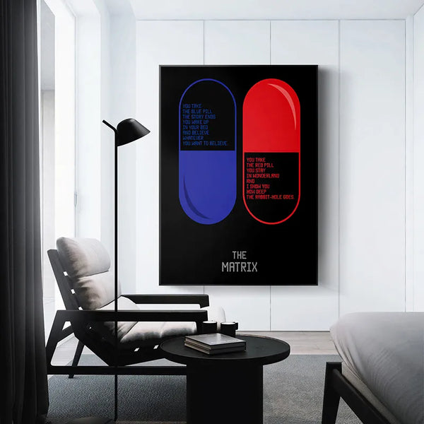 Leinwand - Matrix Pille Blau Rot