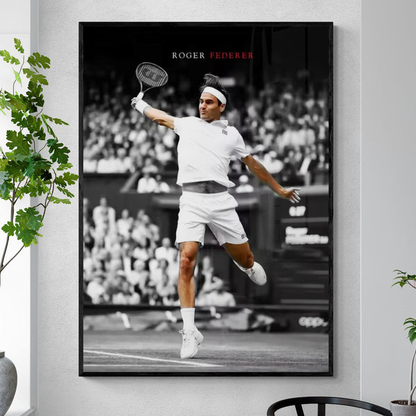 Lienzo - Roger Federer Tenis Blanco y Negro