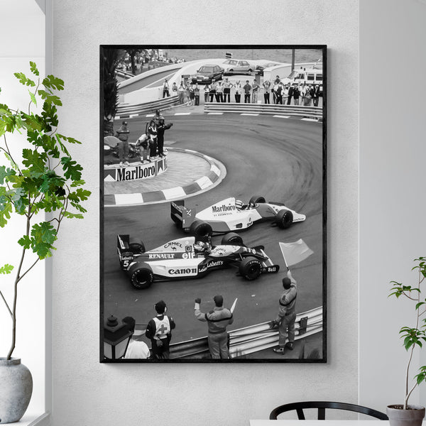 Leinwand - Vintage Monaco Formel 1 Schwarz und Weiß