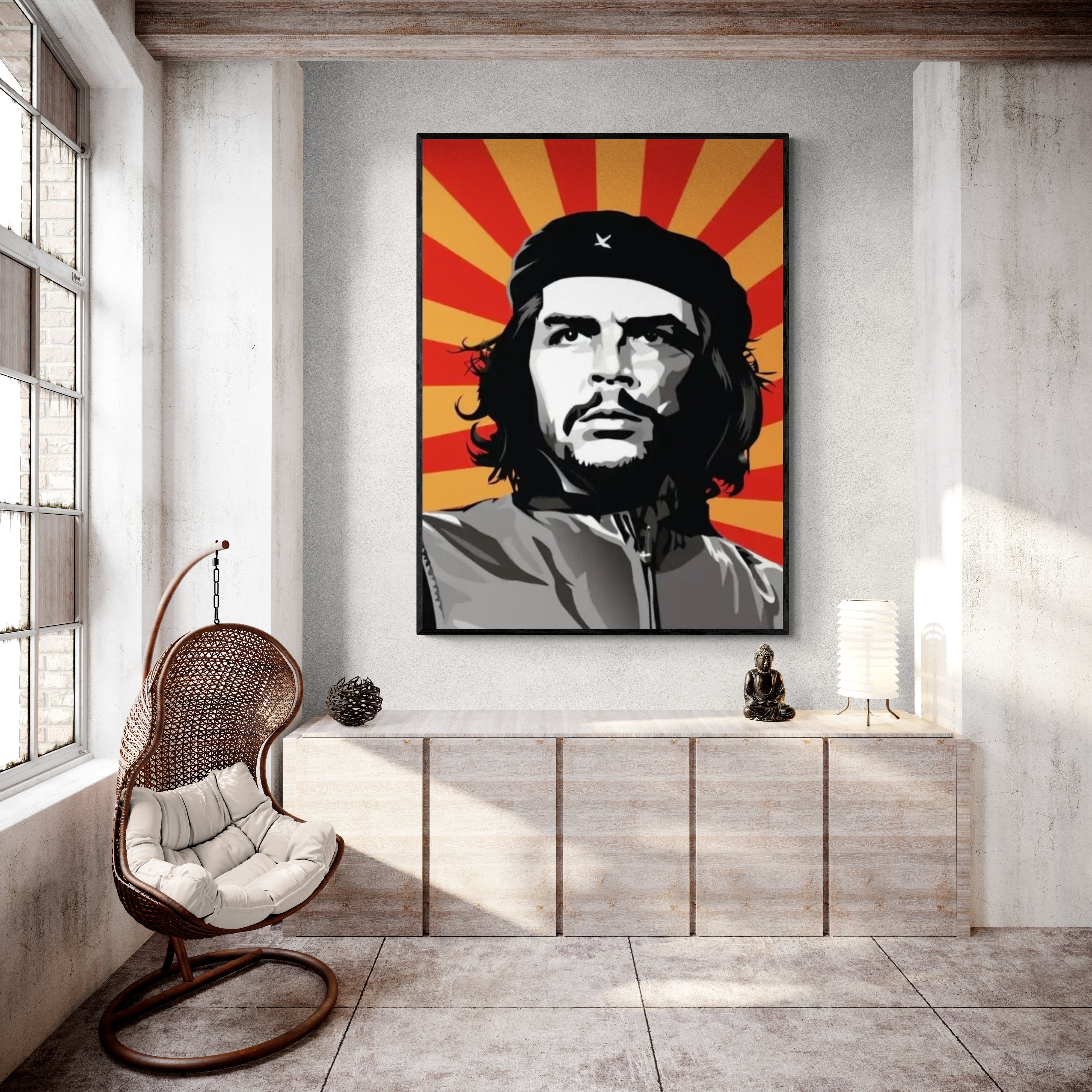 Fabulous Tableau Décoratif Toile Imprimée El Che Guevara Revolution Communist Cuba (30 cm x 35 cm