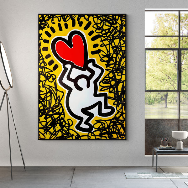 Leinwand - Street Art Keith Haring Gelbes Herz