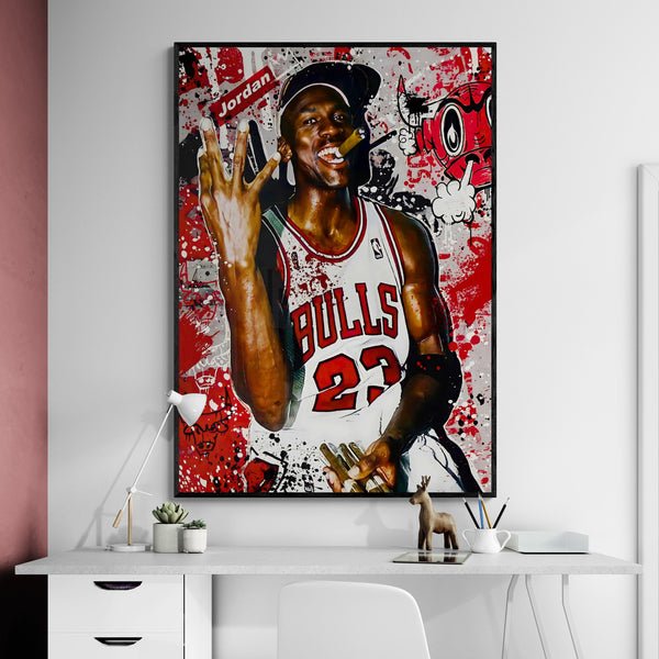 Leinwand - Michael Jordan Bulls Cigar Street Art