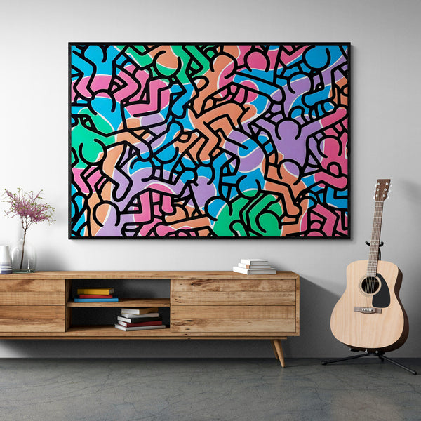 Leinwand - Street Art Keith Haring Bunt