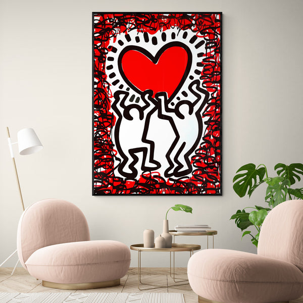 Leinwand - Street Art Keith Haring Herzrot