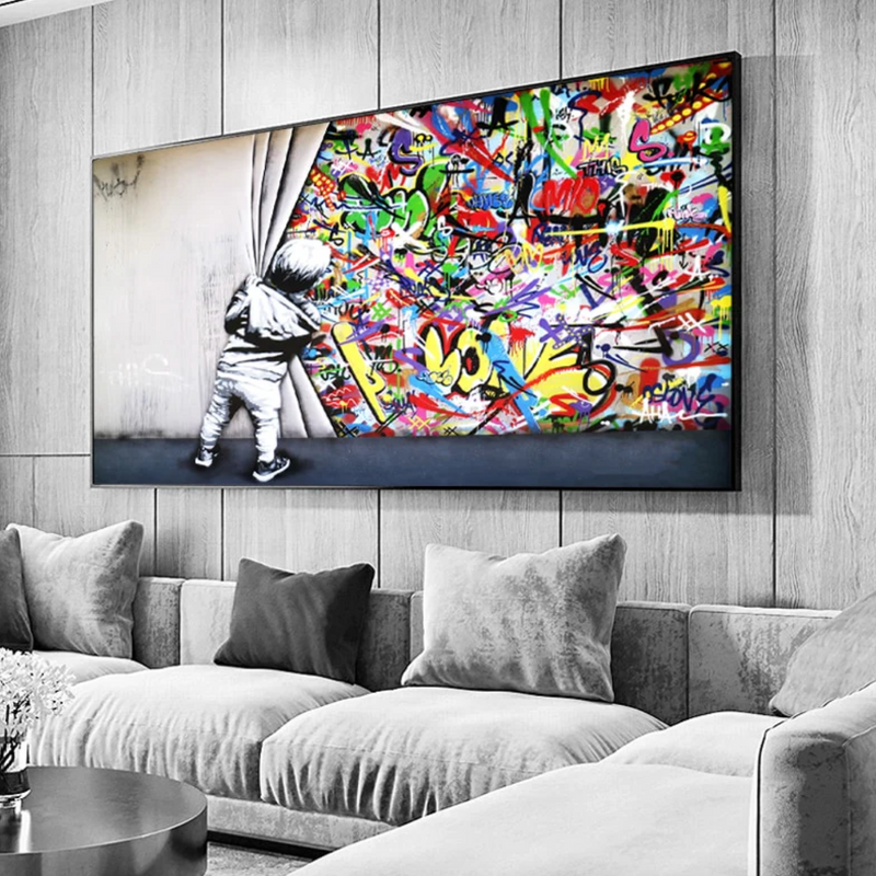 Banksy Graffiti-Poster 'Monkey' - Moderner Leinwanddruck 60x80 Cm Für Dein Zuhause