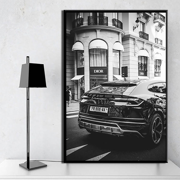 Leinwand - Street Dior Auto Schwarz und Weiß