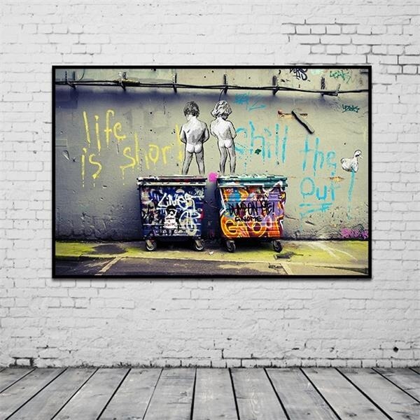 Toile - Banksy Graffiti Street Pop Art Life Is Short Chill The Duck Out