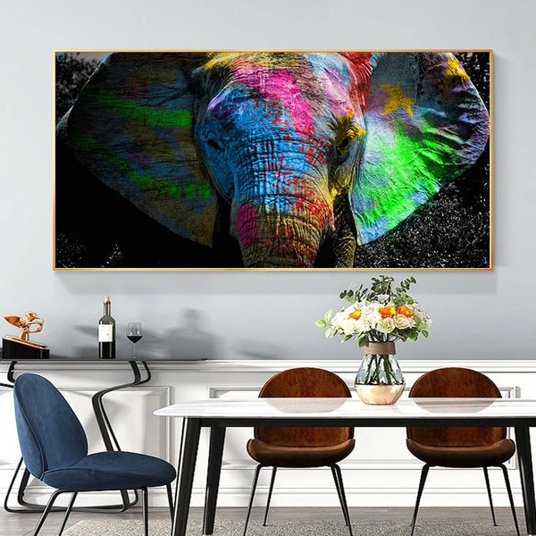 Toile - Éléphant Multicolore