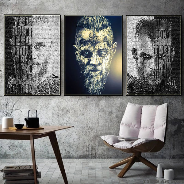 Leinwand - Ragnar Lothbrok Zitat Triptychon