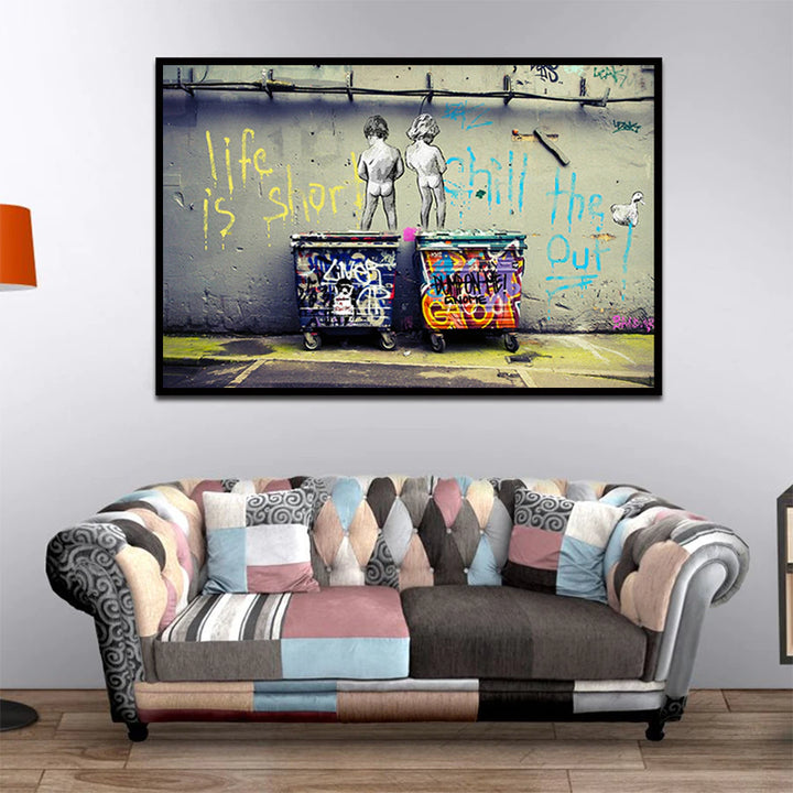 Tableau - Banksy Graffiti Street Pop Art Life Is Short Chill The Duck
