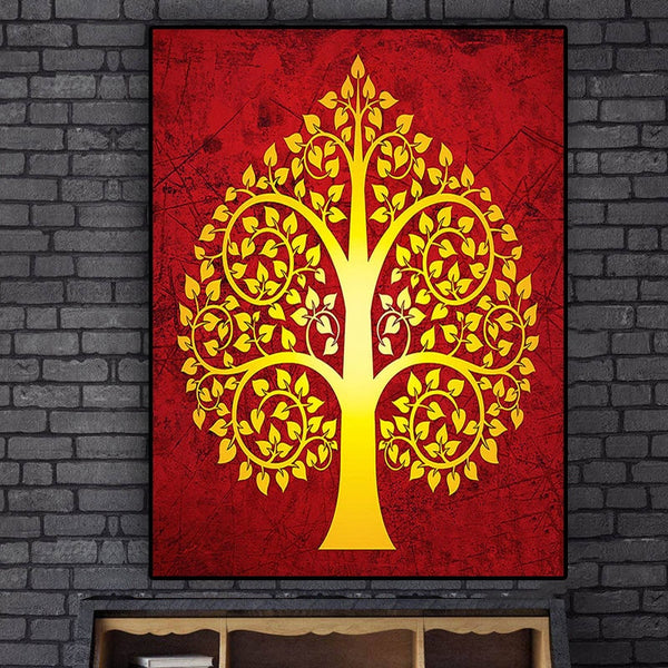 Leinwand - Bodhi-Baum Vergoldet Rot
