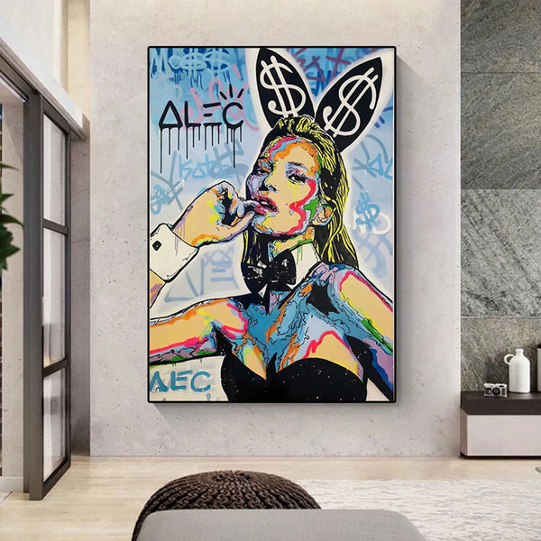 Toile - Kate Moss Bunny Alec Pop Art