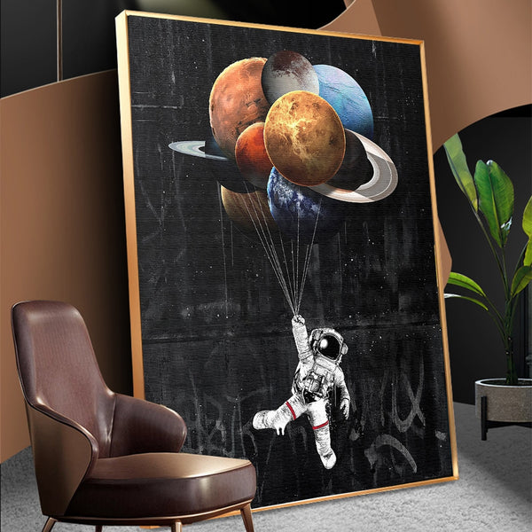 Leinwand - Astronaut Ballons Planeten