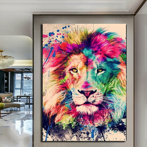 Toile - Lion Coloré Art