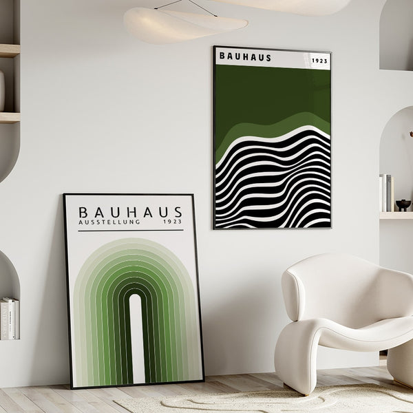 Toile - Bauhaus Vert Abstrait Géométrique Art